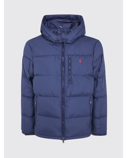 Polo Ralph Lauren Blue Gorham Quilted Nylon Hooded Down Jacket With Pony Logo for men
