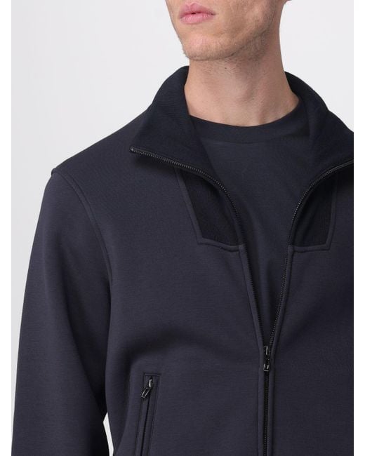 Emporio Armani Doppeljersey Vollreißverschluss Pullover in Blue für Herren
