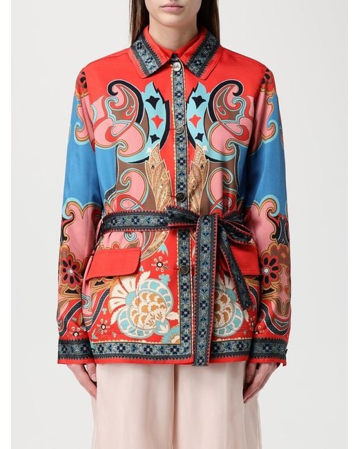 Etro Red Silk Shirt With Paisley Print