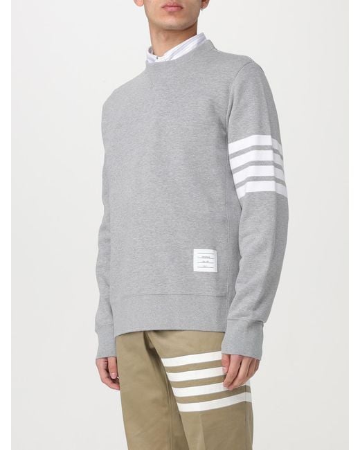 Thom Browne Gray Ribbed Wool Crewneck Sweater for men