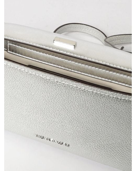 Michael Kors White Bryant Small Laminated Grained Leather Pouch