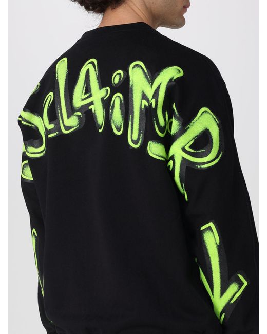 DISCLAIMER Blue Crew Neck Cotton Jumper With Printed Logo And Dropped Shoulders for men