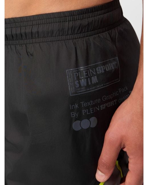 Philipp Plein Blue Polyester Swim Shorts With Elasticated Drawstring Waist for men