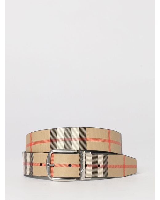 Burberry Natural Reversible Leather And Coated Cotton Belt for men