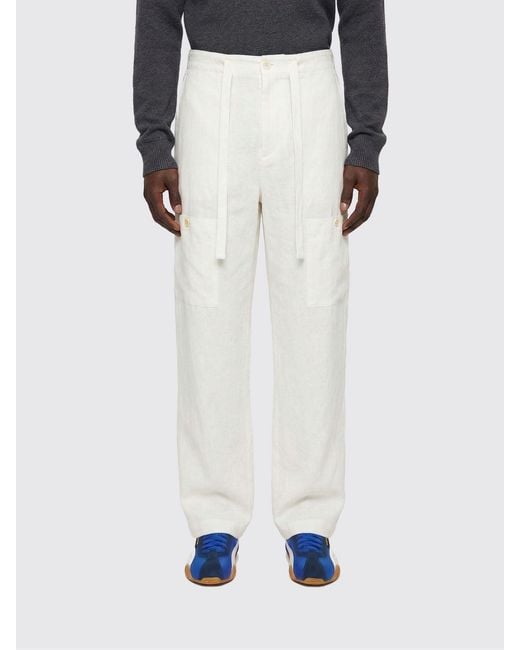 Jil Sander White Linen Blend Trousers for men