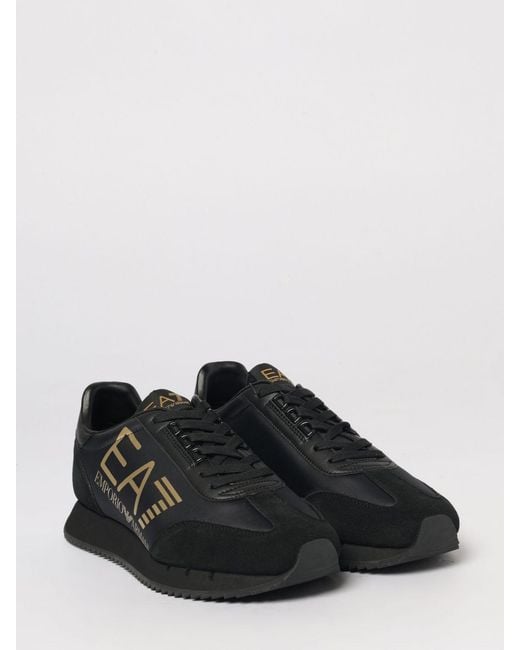 EA7 Black Nylon And Suede Sneakers for men