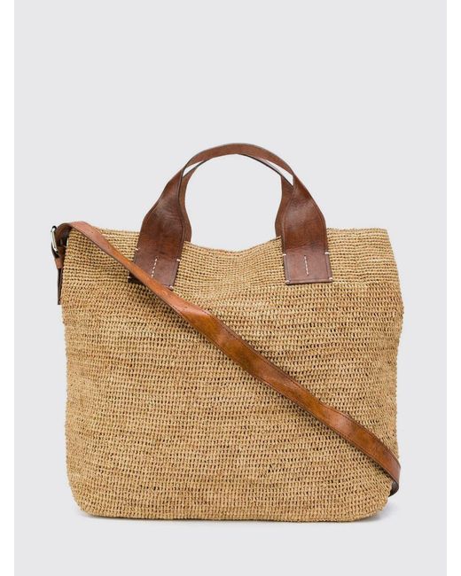 IBELIV Brown Mety Crocheted Raffia Tote Bag