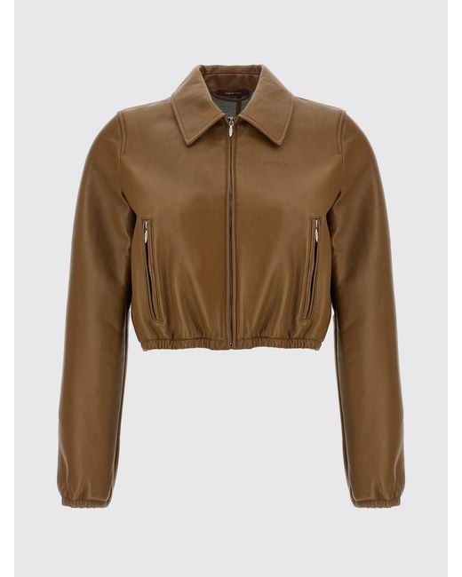 Gucci Blue Cropped Lamb Leather Jacket With Zip Closure