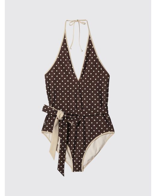 Valentino Brown Polka Dot One Piece Swimsuit