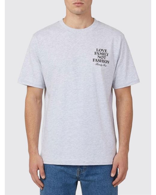FAMILY FIRST White Cotton Crew Neck T-Shirt With Slogan for men