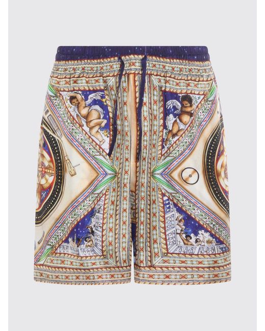 Casablanca Black Printed Silk Shorts for men