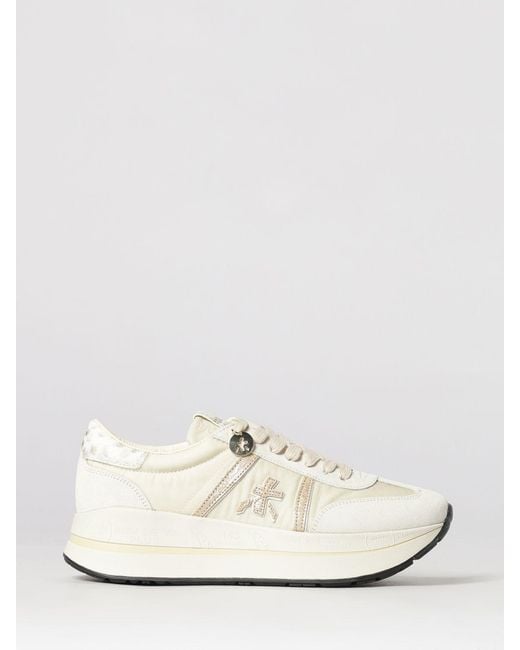 Premiata White Bethcoin Suede And Mesh Sneakers