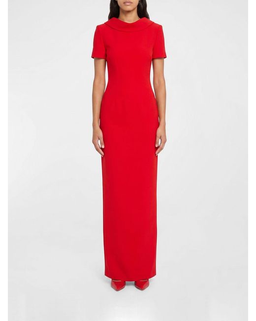 Roland Mouret Red Crepe Long Dress