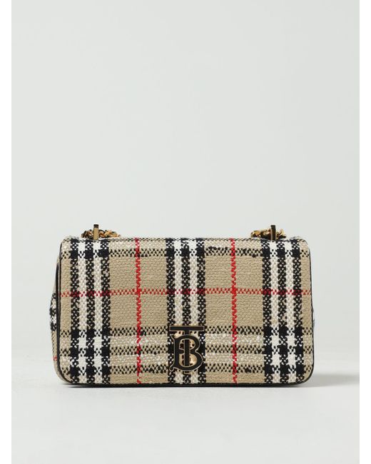 Burberry Gray Lola Bag In Check Wool Blend
