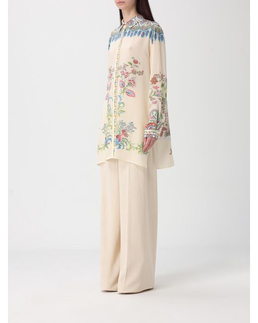 Etro Natural Silk Shirt With Floral Print