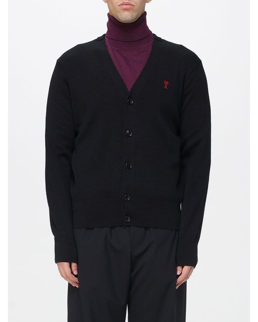AMI Merinowoll-Cardigan Mit Gesticktem Logo in Blue für Herren