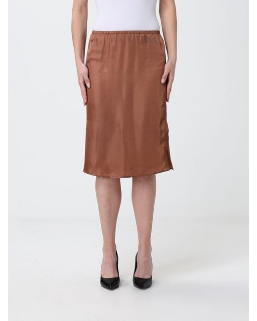 MM6 by Maison Margiela Brown Cupro Pencil Mini Skirt With Elasticated Waist