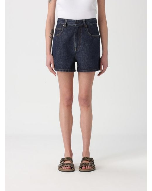 Fendi Blue Cotton Denim Shorts