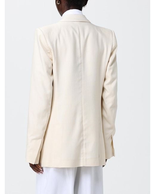 Pinko Natural Double-Breasted Viscose Blazer