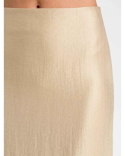 Twinset Natural High-Waisted Viscose Blend Midi Pencil Skirt With Back Slit