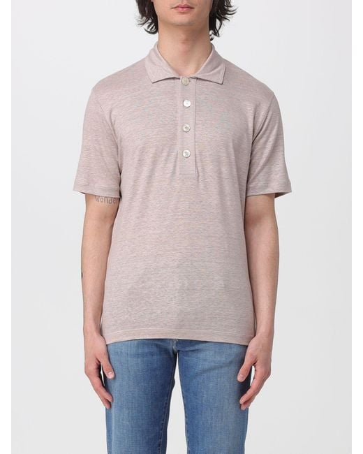 Eleventy Gray Linen Polo Shirt for men