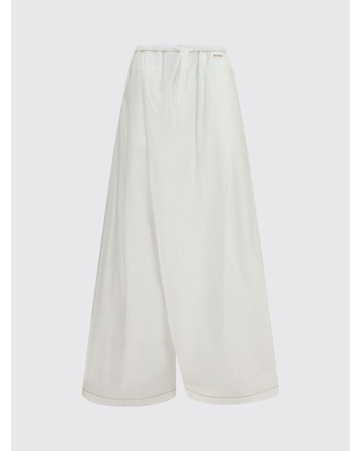Marni White Wide Cotton Trousers