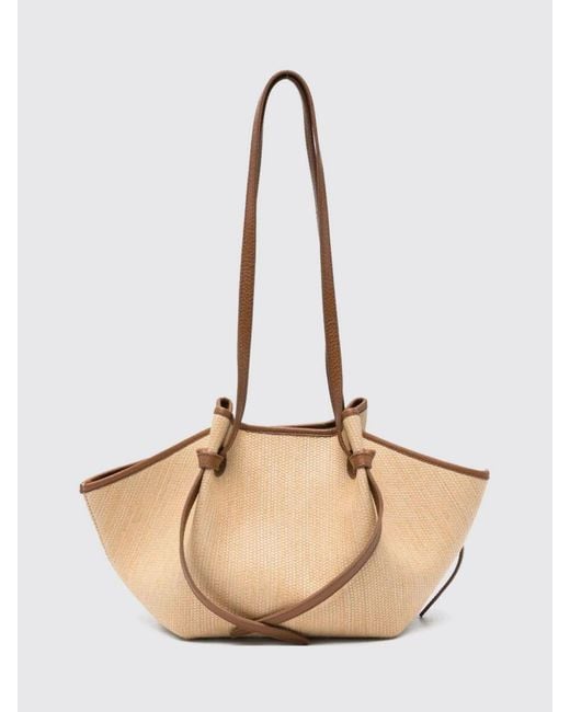 Yuzefi Natural Mochi Raffia And Leather Bag