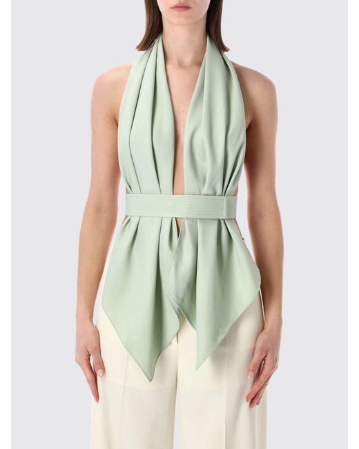 Alberta Ferretti Green Satin Top