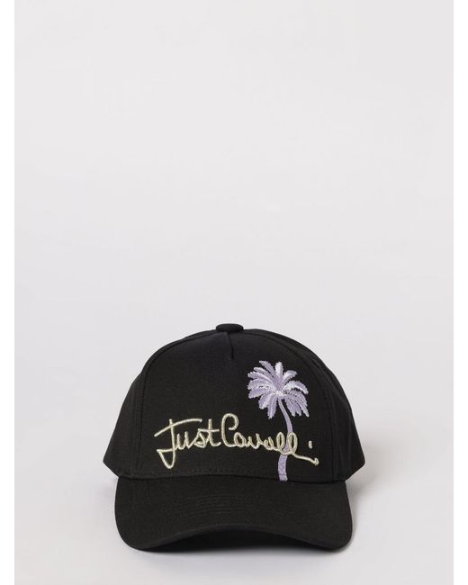 Just Cavalli Black Cotton Twill Hat With Embroidered Logo
