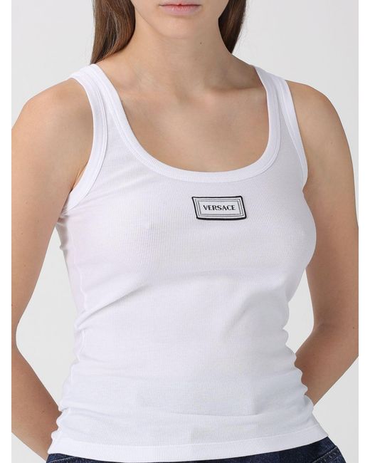 Versace Blue Basic Stretch Cotton Tank Top