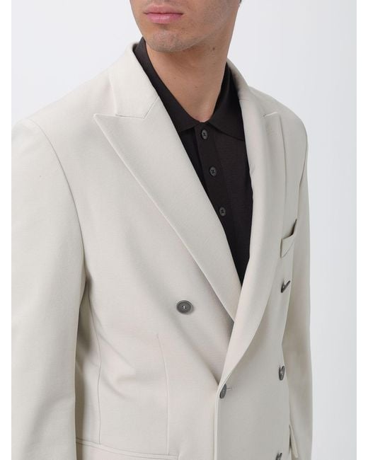 Paolo Pecora Natural Wool Blend Double-Breasted Blazer for men