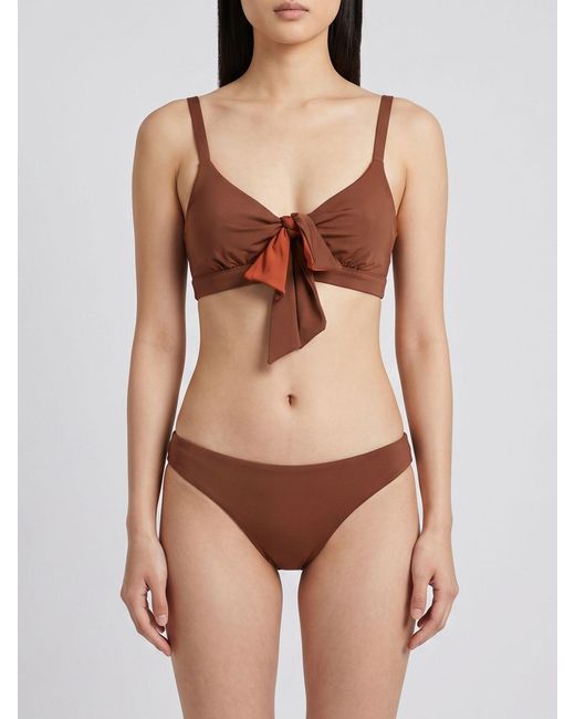 Max Mara Natural Triangle Bikini Top With Tie Fastenings And V-Neck