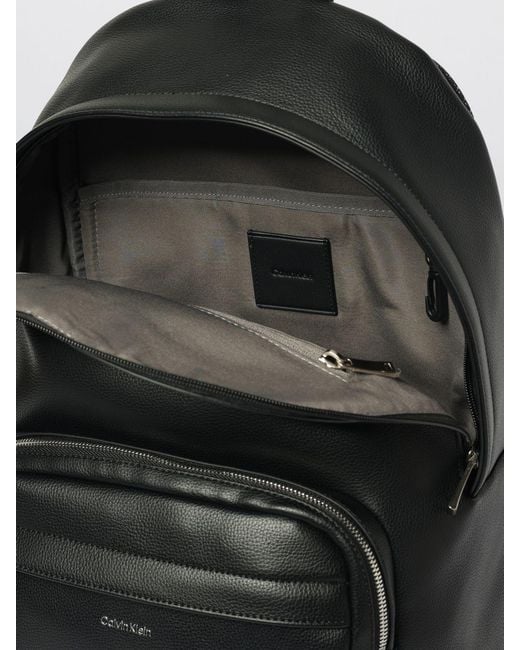 Calvin Klein Black Raised Round Faux Leather Backpack for men