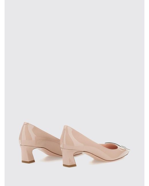 Roger Vivier Pink Trompette Patent Leather Pumps With Low Heel