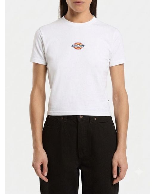 Dickies White Maple Valley Cropped Cotton T-Shirt With Printed Logo