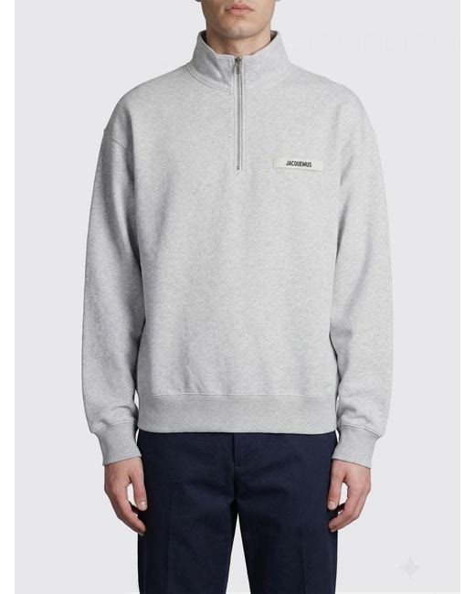 Jacquemus Gray Cotton Zip Hoodie for men
