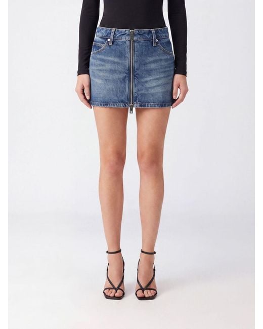 Alexander Wang Blue Slim-Fit Cotton Denim Miniskirt