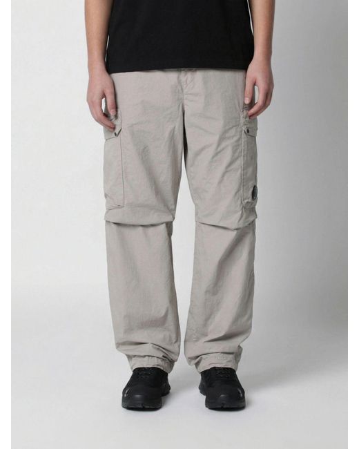 C P Company Gray Cotton Cargo Pants for men