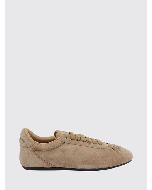 Dolce & Gabbana Natural Dolce &Amp Gabbana Suede Low-Top Sneakers With Embossed Logo