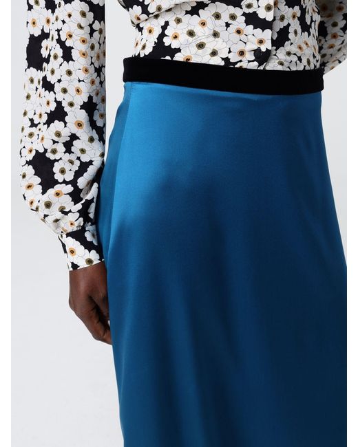 Valentino Blue Long Silk Skirt Valentina