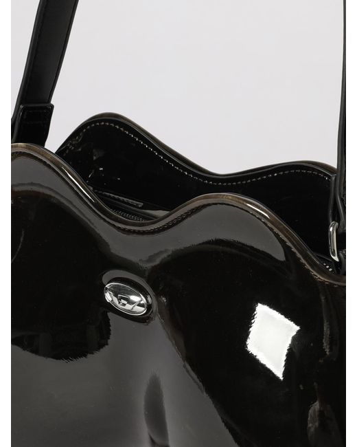 DIESEL Black Double-D Patent Leather Bag