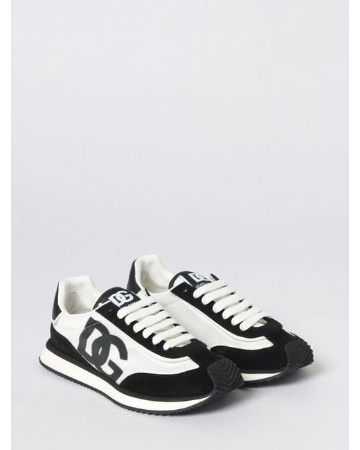 Dolce & Gabbana White Dolce &Amp Gabbana Dg Cushion Suede And Mesh Sneakers for men