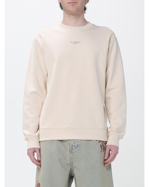 Drole de Monsieur White Cotton Crew Neck Sweatshirt With Slogan for men