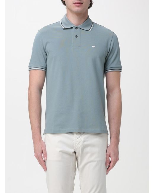 Emporio Armani Blue Stretch Cotton Polo Shirt for men