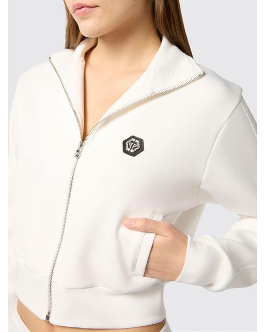 Philipp Plein White Cotton Hoodie