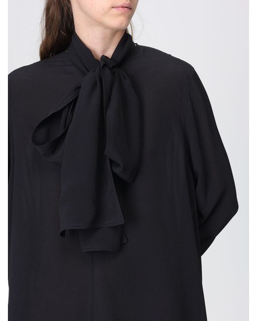 Totême Black Long-Sleeved Mini Chemisier Dress