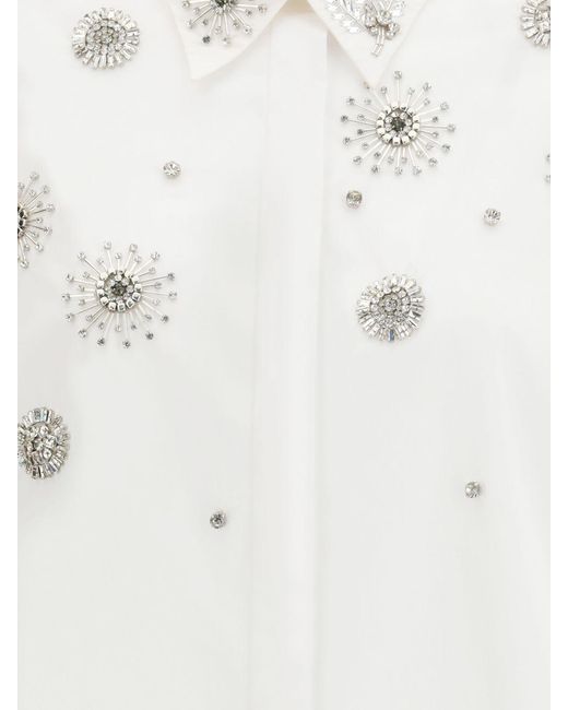 Pinko Gray Carley Cotton Shirt With Rhinestones