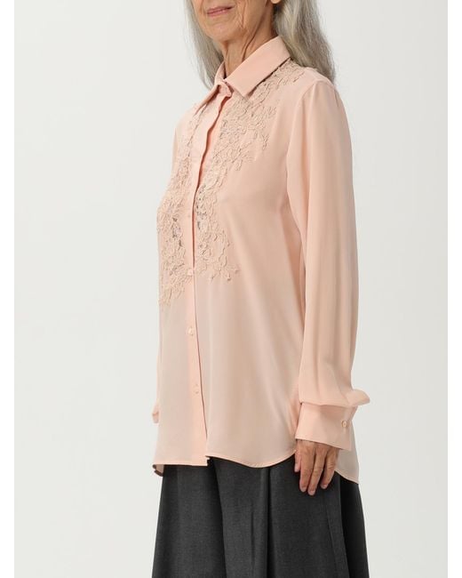 Ermanno Scervino Natural Silk Shirt By With Lace Inserts