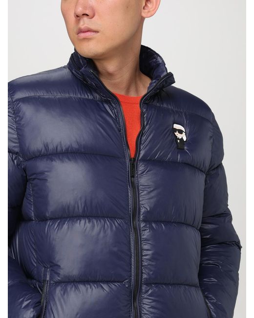 Karl Lagerfeld Blue Quilted Nylon Jacket for men