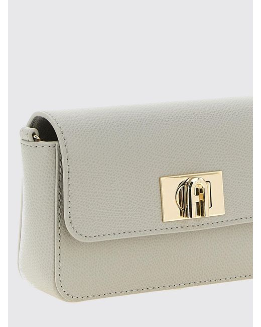 Furla Gray 1927 Mini Grained Leather Bag With Twist-Lock Closure